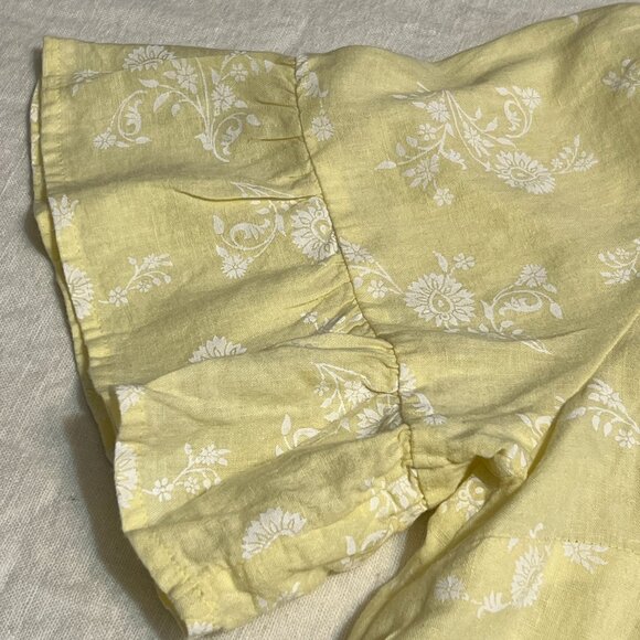 Naturals D&CO. Linen Blend Floral Button Front Blouse Yellow Size M Light Summer - Picture 4 of 8